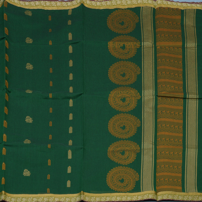 Hayagrivas Green Handloom Cotton Saree KBE2160A2-5