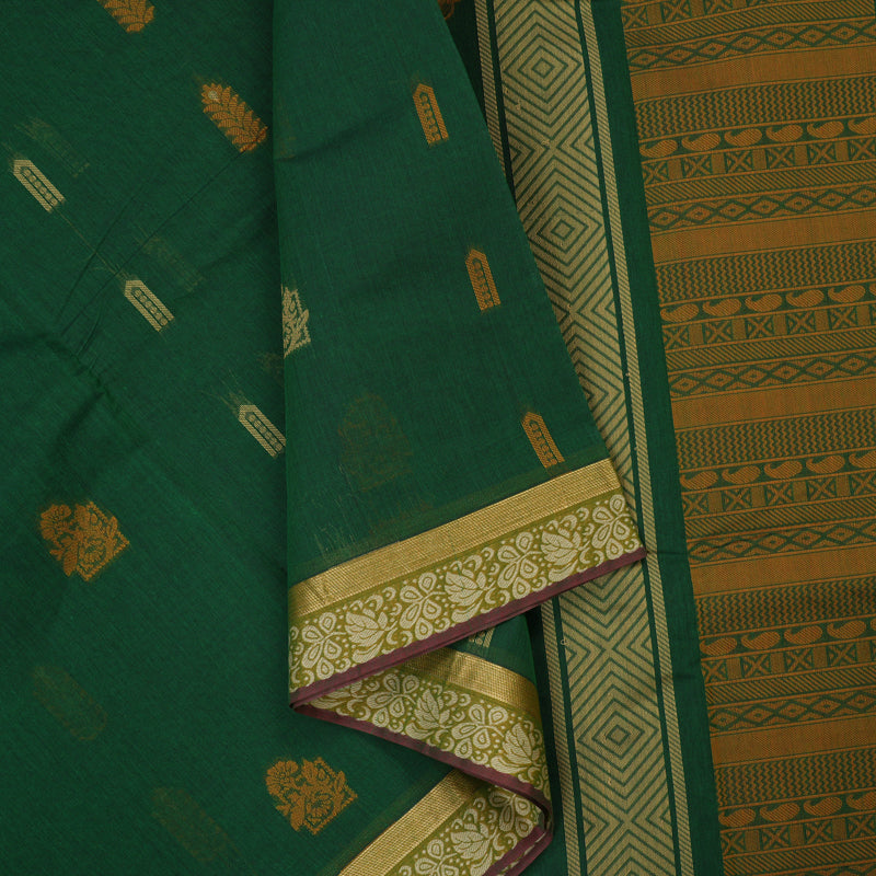 Hayagrivas Green Handloom Cotton Saree KBE2160A2-5