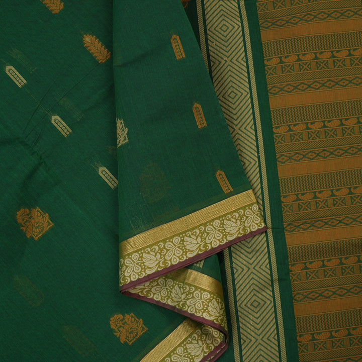 Hayagrivas Green Handloom Cotton Saree KBE2160A2-5
