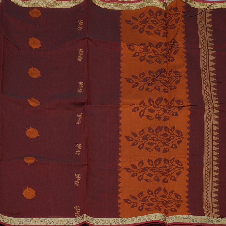 Hayagrivas Maroon Handloom Cotton Saree KBE2160A2-54