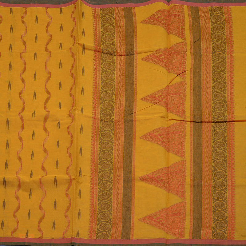 Hayagrivas Turmeric Yellow Handloom Cotton Saree KBE2160A2-56