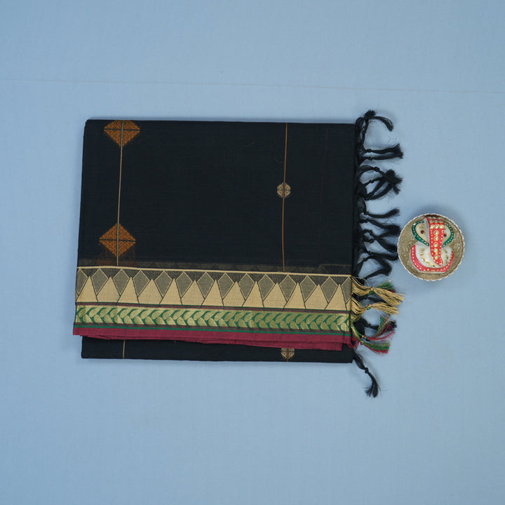 Hayagrivas Black Handloom Cotton Saree KBE2160A2-68