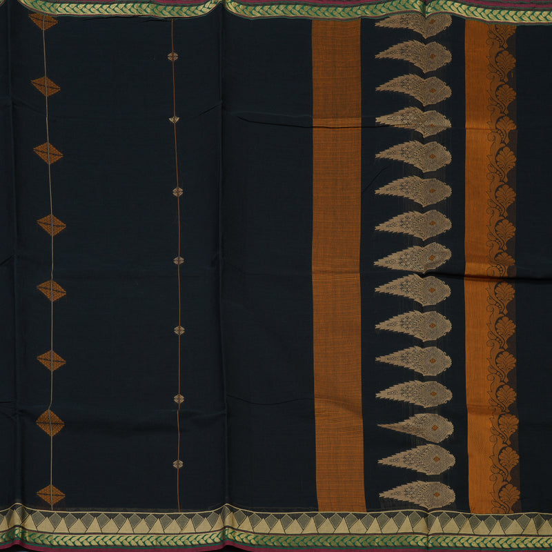 Hayagrivas Black Handloom Cotton Saree KBE2160A2-68