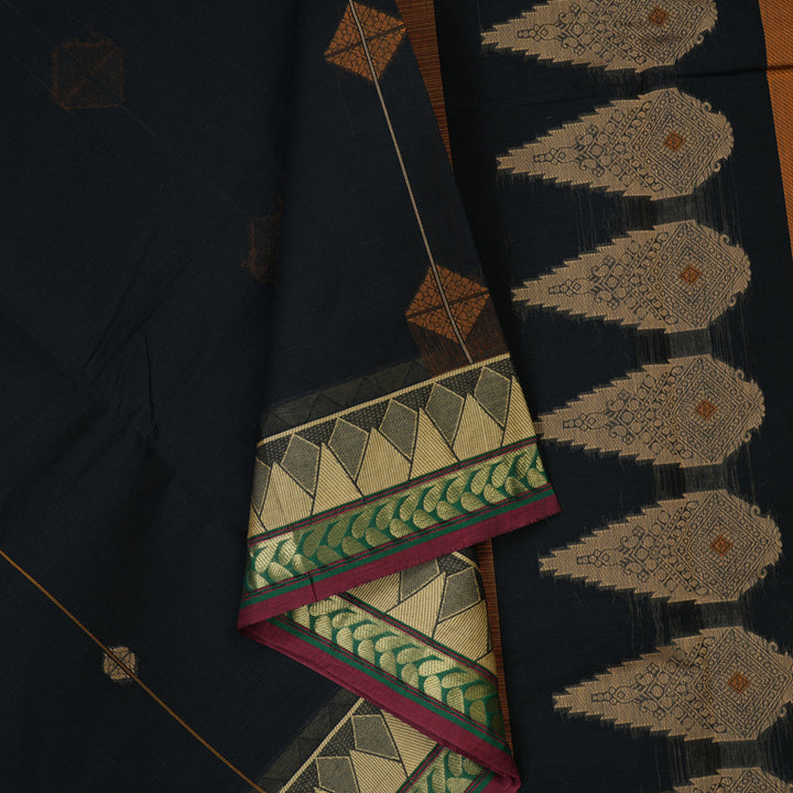 Hayagrivas Black Handloom Cotton Saree KBE2160A2-68