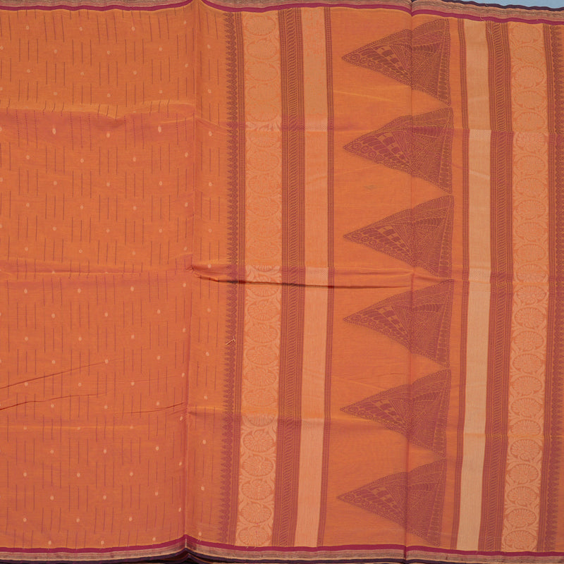 Hayagrivas Orangish-Pink Handloom Cotton Saree KBE2160A3-5