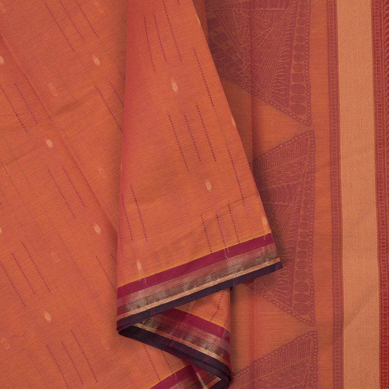 Hayagrivas Orangish-Pink Handloom Cotton Saree KBE2160A3-5