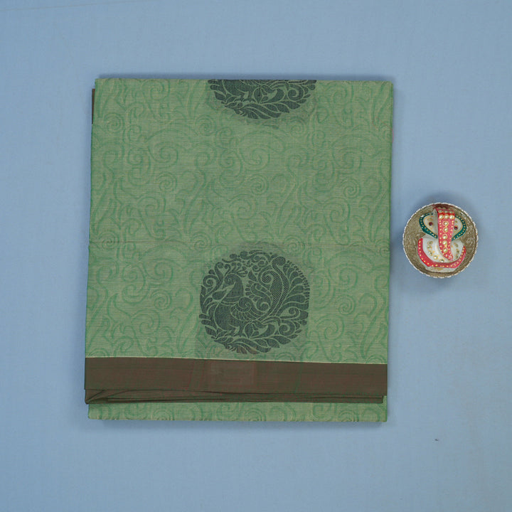 Hayagrivas Light Green Handloom Cotton Saree KBE2163A11-2