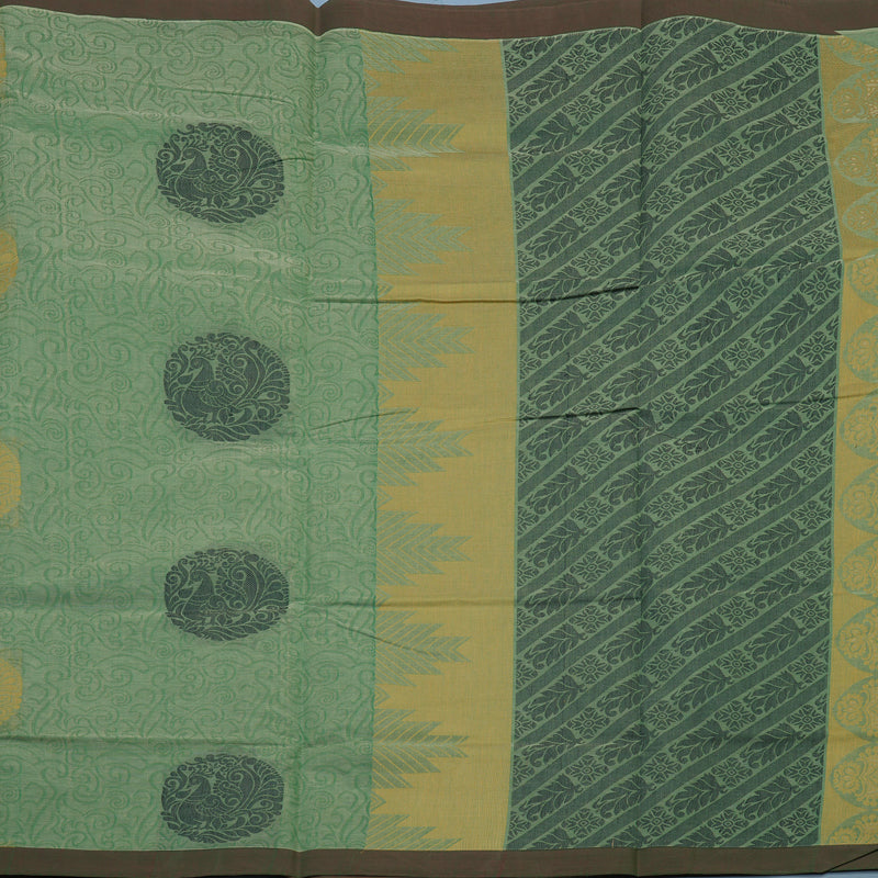 Hayagrivas Light Green Handloom Cotton Saree KBE2163A11-2