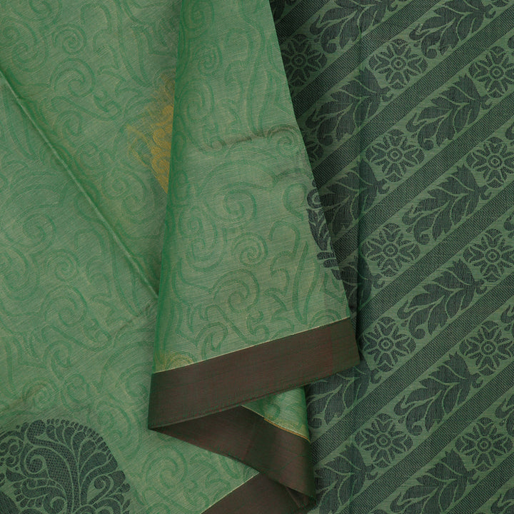 Hayagrivas Light Green Handloom Cotton Saree KBE2163A11-2