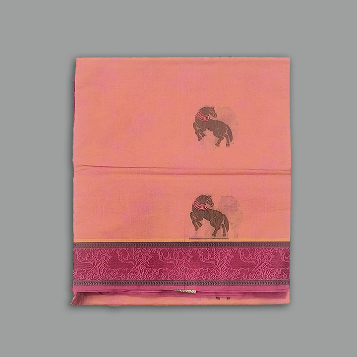 Hayagrivas Peach Orange Pure Cotton Saree KBE2163A13-4