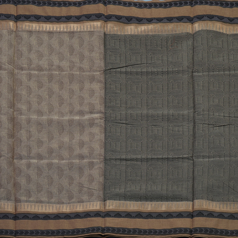 Hayagrivas Khaki Brown Handloom Cotton Saree KBE2163A23-6