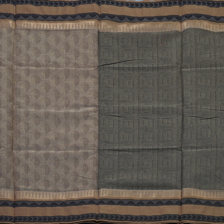 Hayagrivas Khaki Brown Handloom Cotton Saree KBE2163A23-6