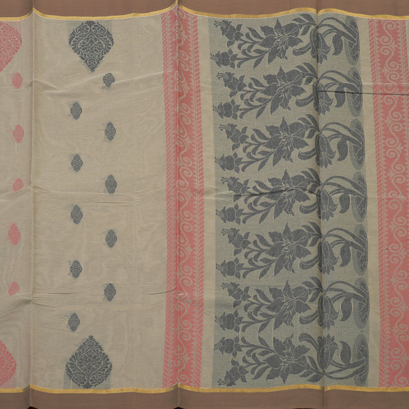 Hayagrivas Beige Handloom Cotton Saree KBE2163A25-1