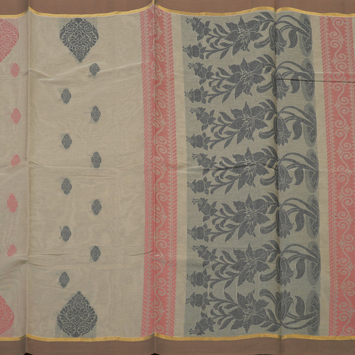Hayagrivas Beige Handloom Cotton Saree KBE2163A25-1