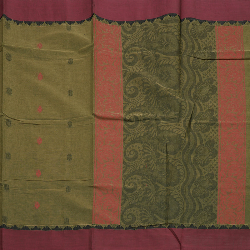 Hayagrivas Cement Green Handloom Cotton Saree KBE2163A26-1