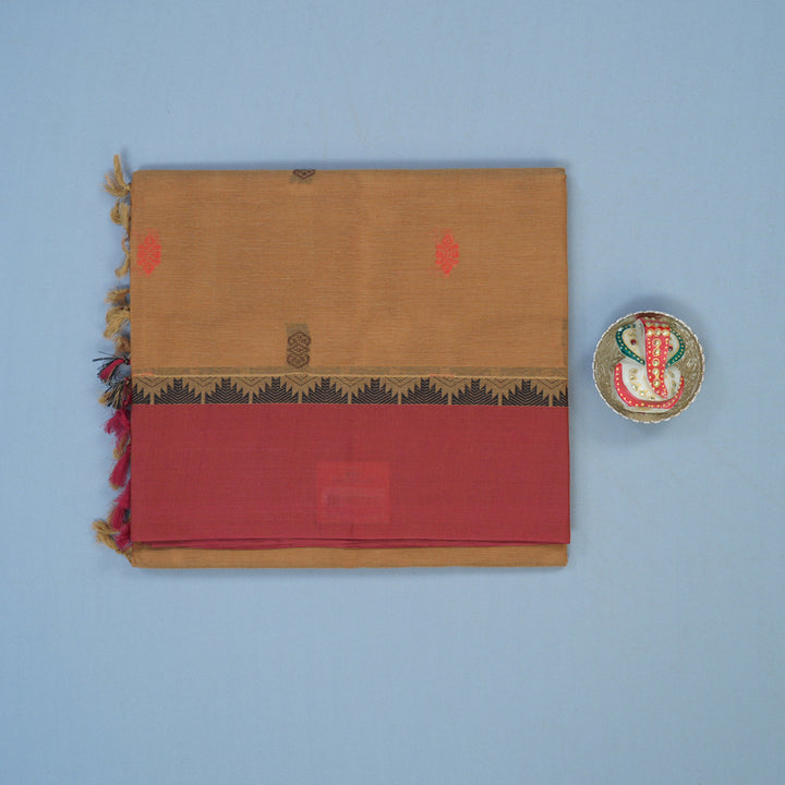 Hayagrivas Light Brown Handloom Cotton Saree KBE2153A26-2