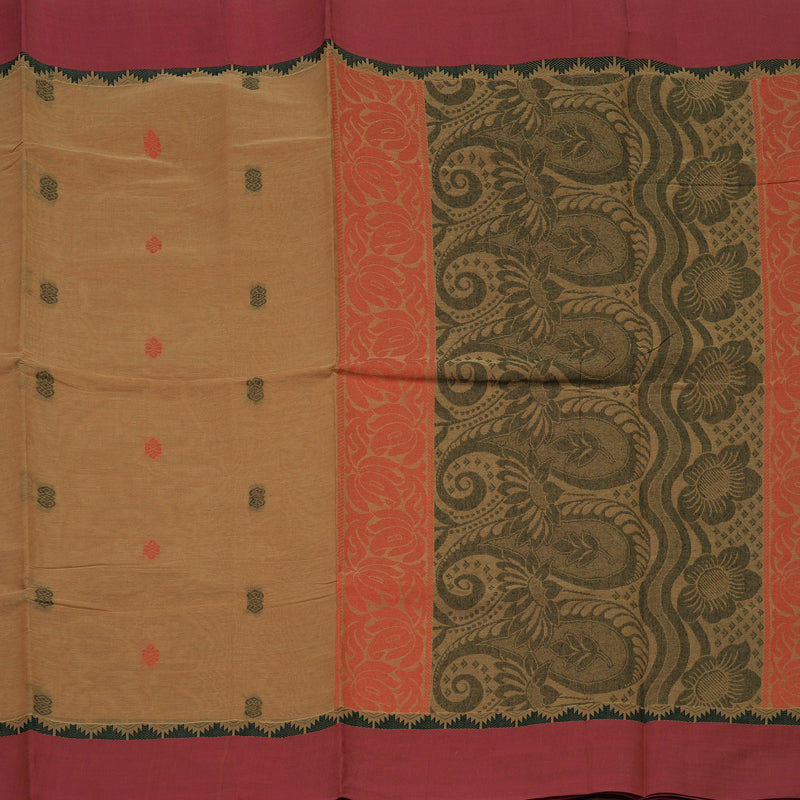 Hayagrivas Light Brown Handloom Cotton Saree KBE2153A26-2