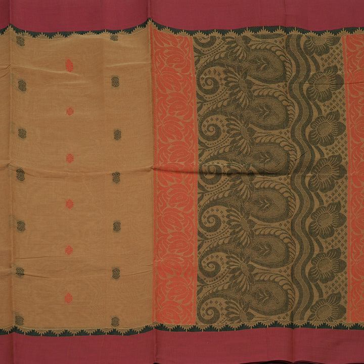Hayagrivas Light Brown Handloom Cotton Saree KBE2153A26-2