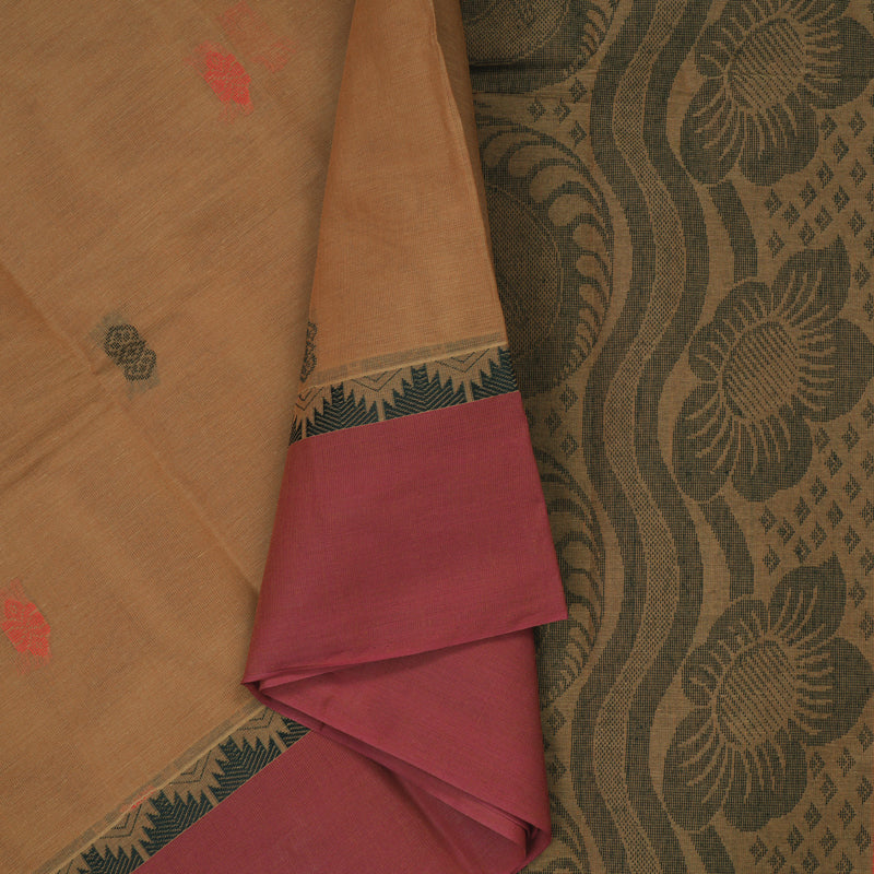Hayagrivas Light Brown Handloom Cotton Saree KBE2153A26-2