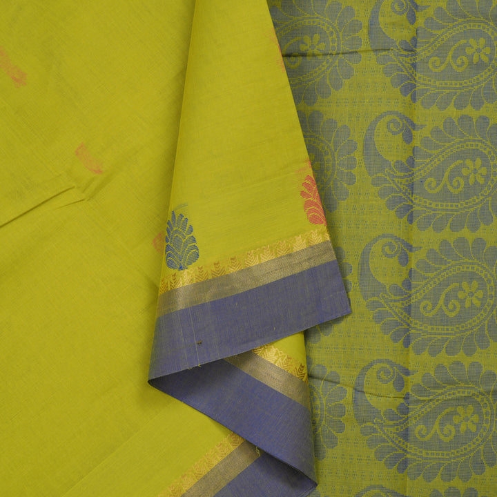 Hayagrivas Parrot Green Handloom Cotton Saree KBE2163A29-1