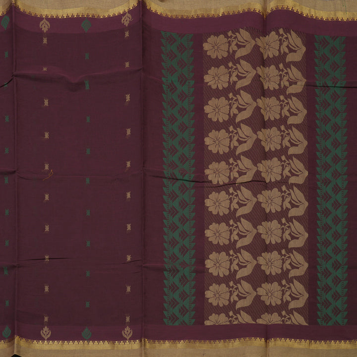 Hayagrivas Plum Purple Handloom Cotton Saree KBE2163A29-29