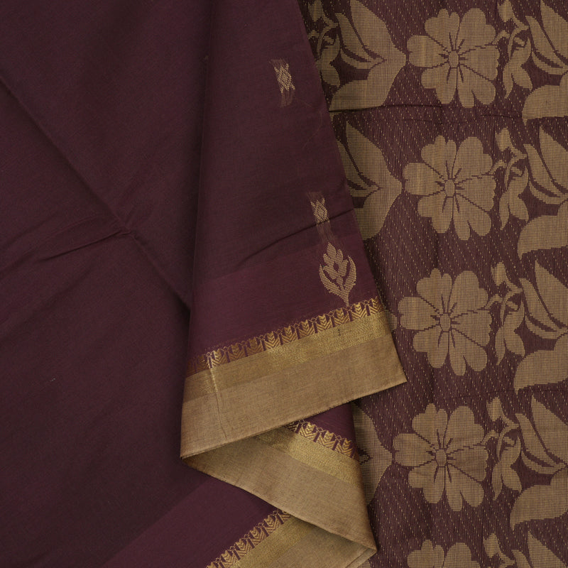 Hayagrivas Plum Purple Handloom Cotton Saree KBE2163A29-29