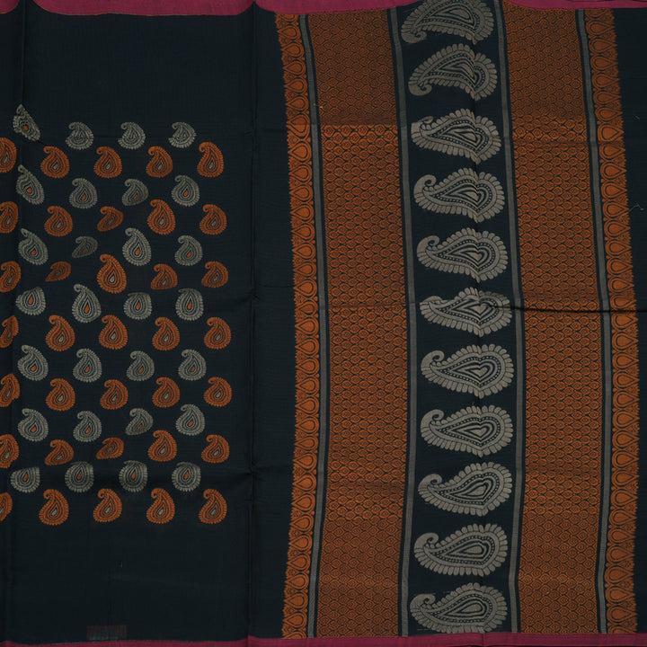 Hayagrivas Black Handloom Cotton Saree KBE2163A39-3