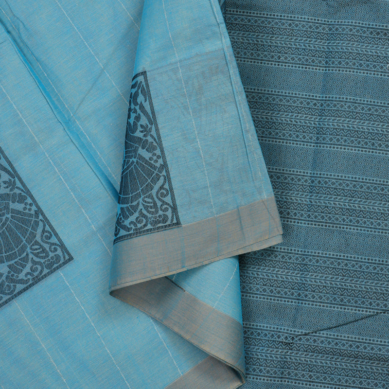 Hayagrivas Powder Blue Handloom Cotton Saree KBE2163A40-2