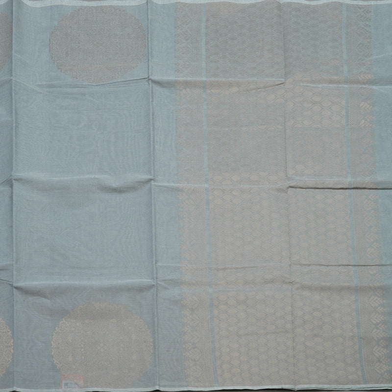 Hayagrivas Light Grey Handloom Cotton Saree KBE2163A43-1