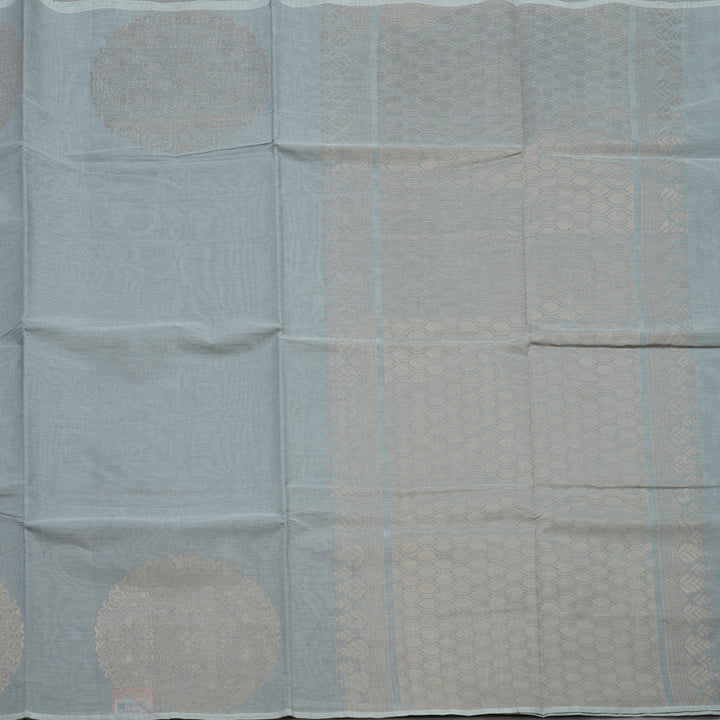 Hayagrivas Light Grey Handloom Cotton Saree KBE2163A43-1