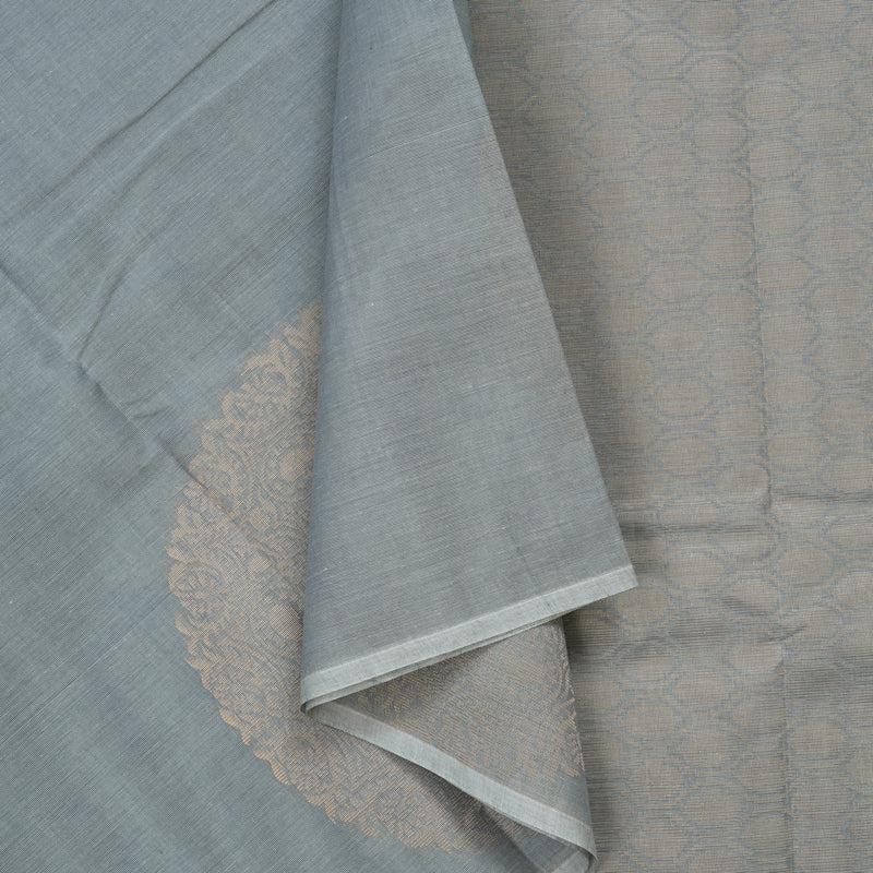 Hayagrivas Light Grey Handloom Cotton Saree KBE2163A43-1