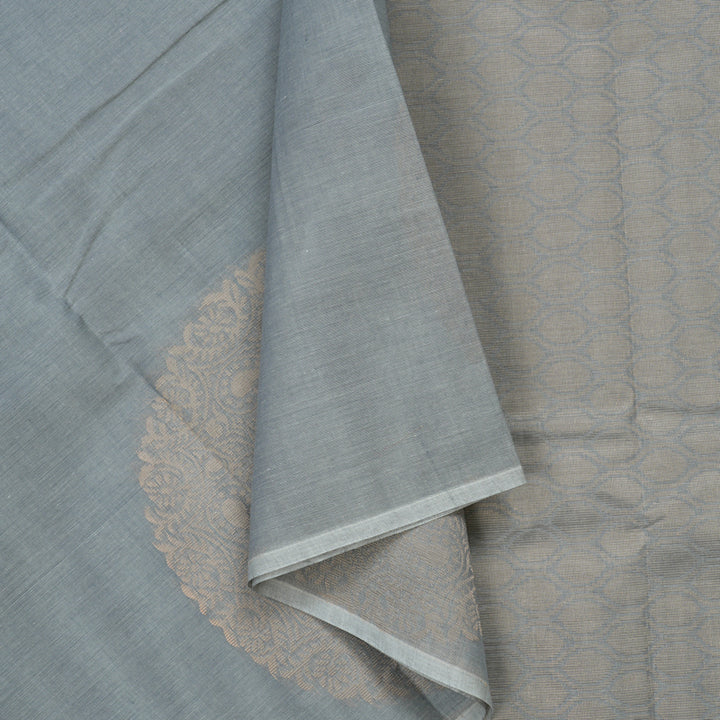 Hayagrivas Light Grey Handloom Cotton Saree KBE2163A43-1