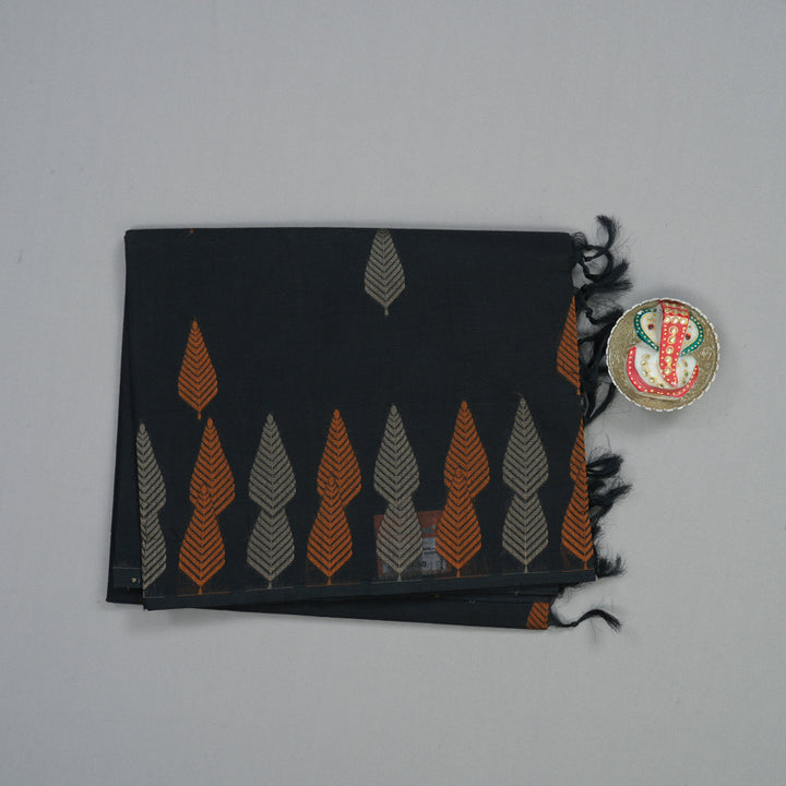 Hayagrivas Black Handloom Cotton Saree KBE2163A49-1
