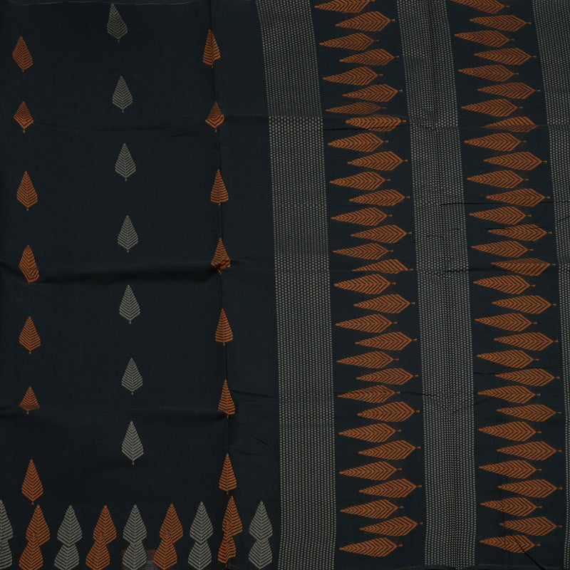 Hayagrivas Black Handloom Cotton Saree KBE2163A49-1