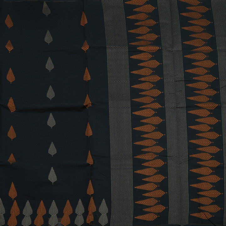Hayagrivas Black Handloom Cotton Saree KBE2163A49-1