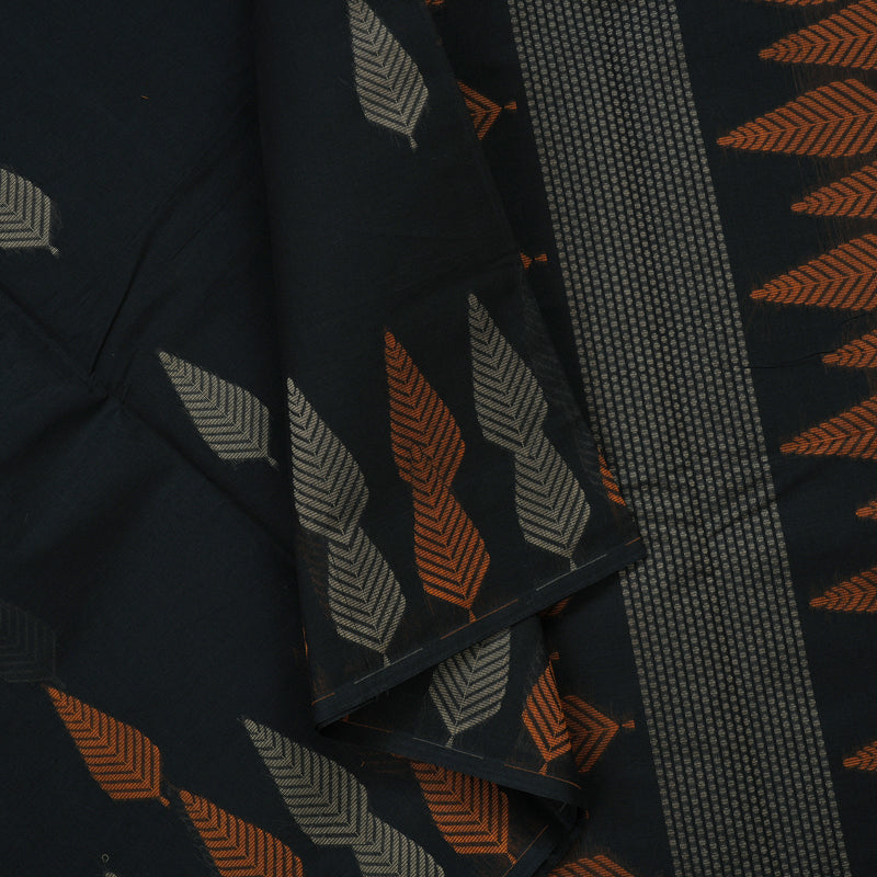 Hayagrivas Black Handloom Cotton Saree KBE2163A49-1