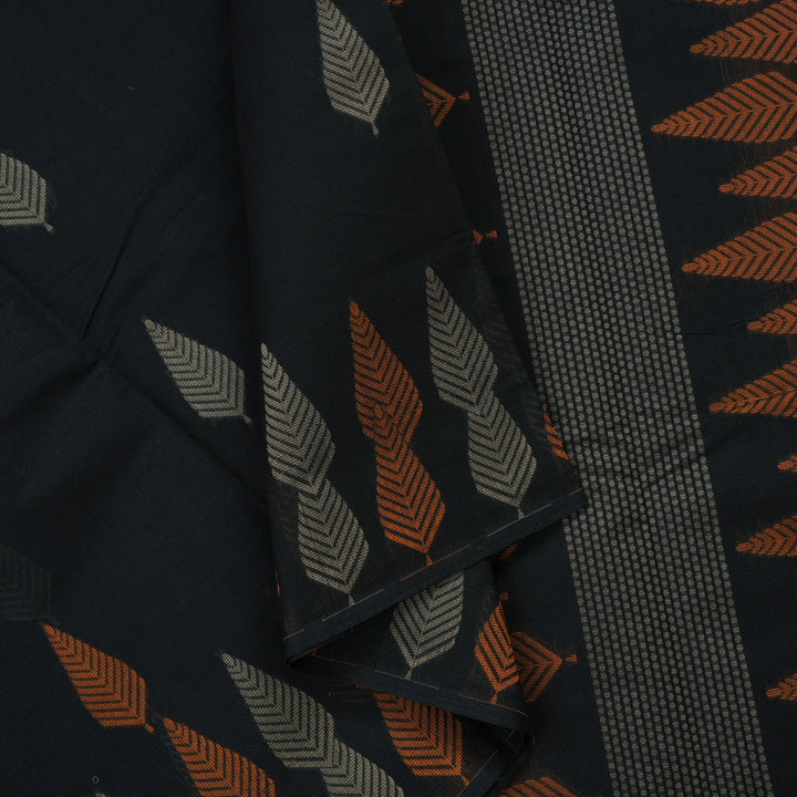 Hayagrivas Black Handloom Cotton Saree KBE2163A49-1