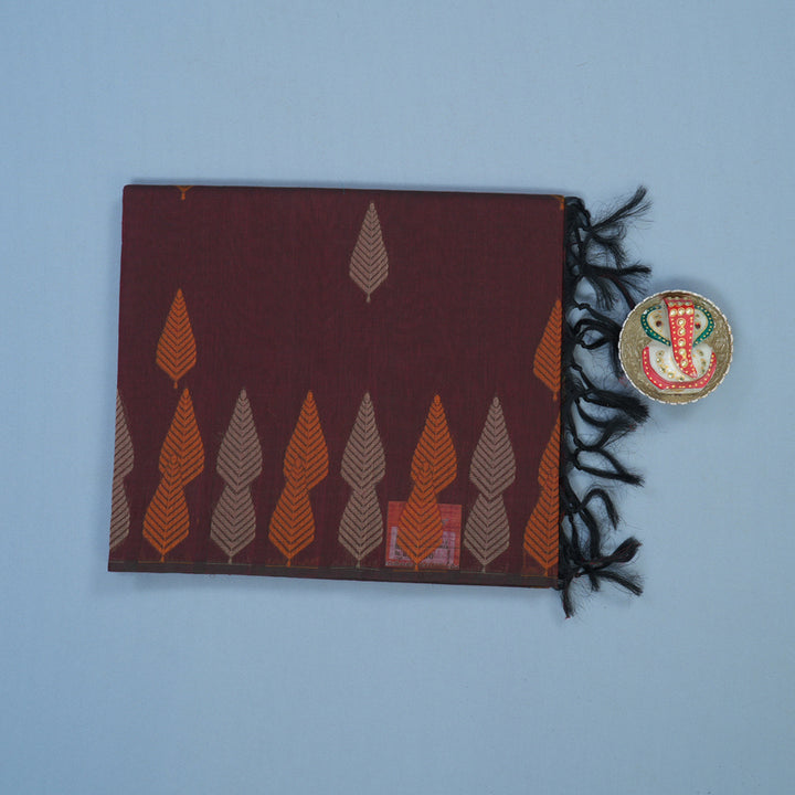 Hayagrivas Wine Maroon Handloom Cotton Saree KBE2163A49-2