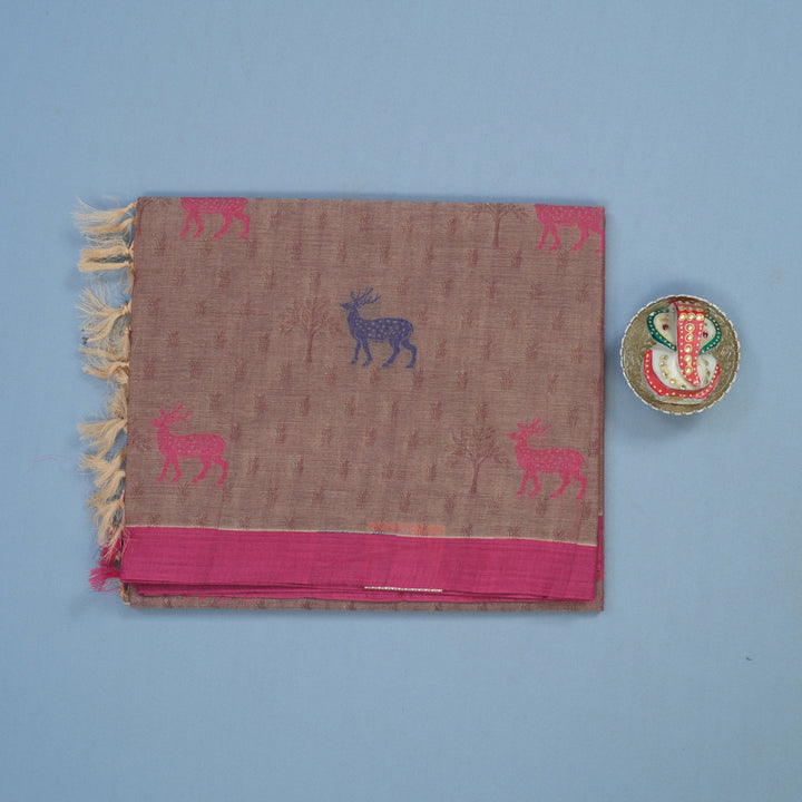 Hayagrivas Rosewood Pink Handloom Cotton Saree KBE2163A53-4