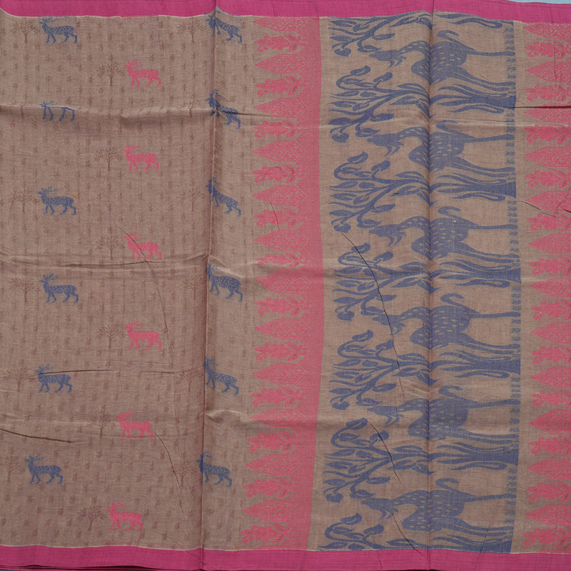Hayagrivas Rosewood Pink Handloom Cotton Saree KBE2163A53-4