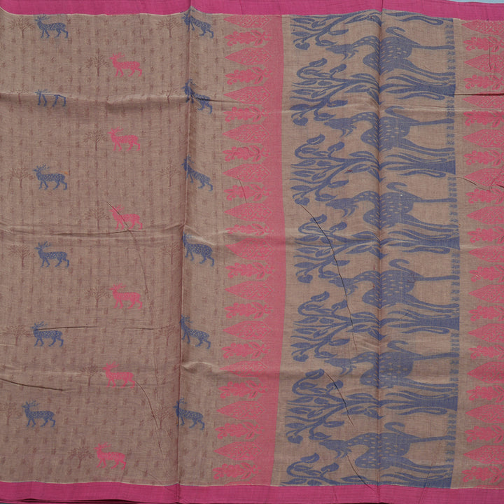 Hayagrivas Rosewood Pink Handloom Cotton Saree KBE2163A53-4