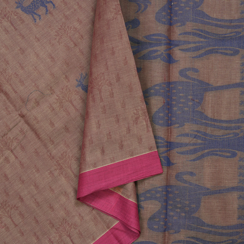 Hayagrivas Rosewood Pink Handloom Cotton Saree KBE2163A53-4