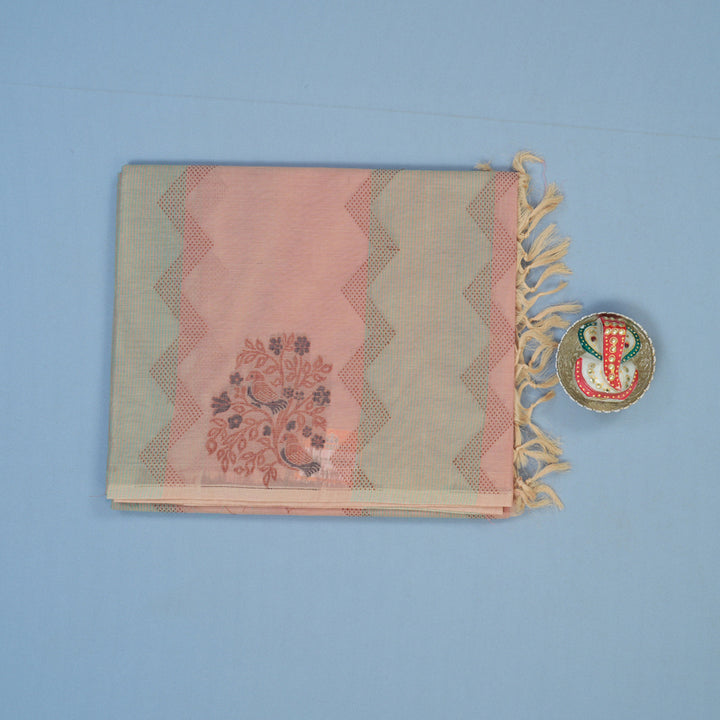 Hayagrivas Mild Peach Handloom Cotton Saree KBE2163A58-4