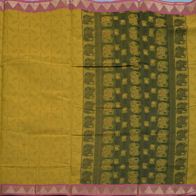 Hayagrivas Sampanga Green Handloom Cotton Saree KBE2163A7-1