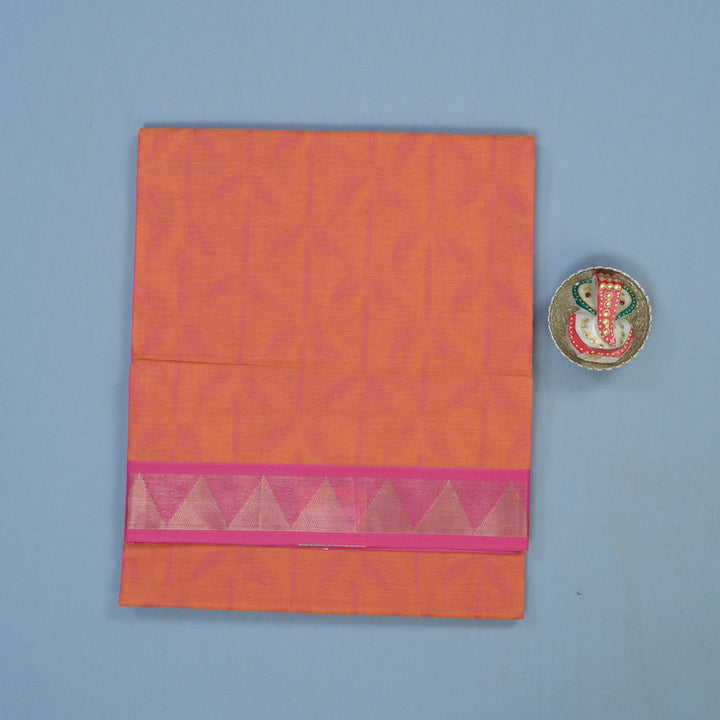 Hayagrivas Orangish-Pink Handloom Cotton Saree KBE2163A7-5