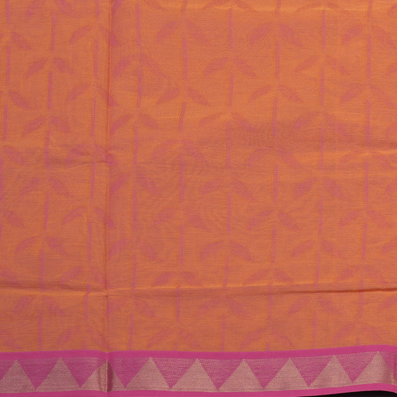 Hayagrivas Orangish-Pink Handloom Cotton Saree KBE2163A7-5