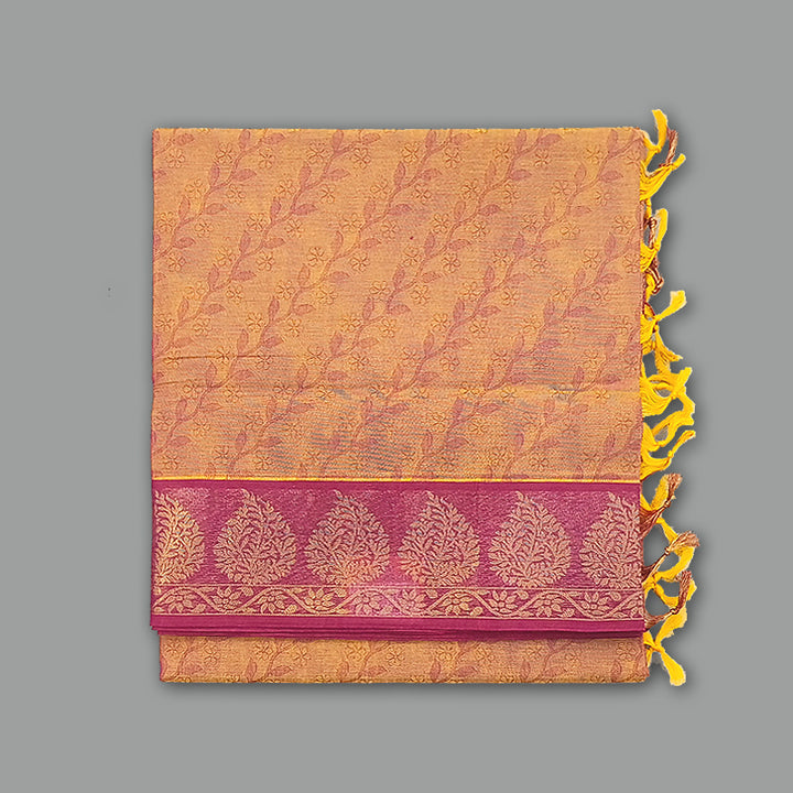 Hayagrivas Orangish-Pink Pure Cotton Saree KBE2163A9-4