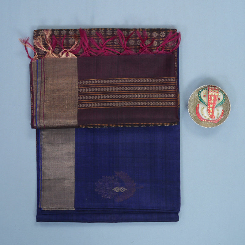 Hayagrivas Purple Kora Silk Cotton Saree KBE2165A12-1