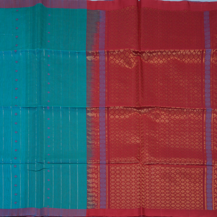 Hayagrivas Sky Blue Kora Silk Cotton Saree KBE2165A8-3