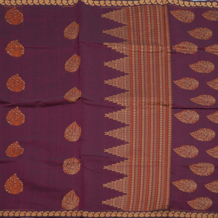 Hayagrivas Wine Purple Handloom Cotton Saree KBE2166A10-2